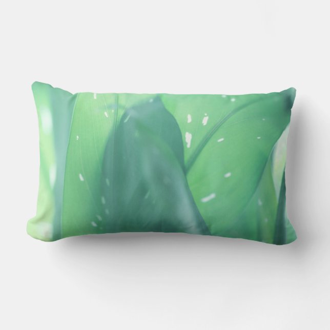 Coussin Rectangle Taie d'oreiller aux feuilles de plante vert pâle (Recto)