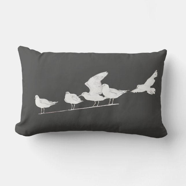 Coussin Rectangle Taie d'oreiller motif mouette esquisse (Recto)