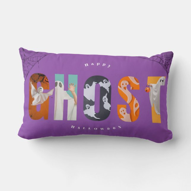 Coussin Rectangle Taille de lettre fantôme d'Halloween Mignonne Viol (Verso)