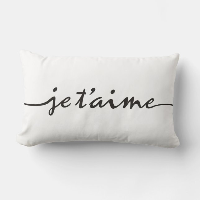 Coussin Rectangle t'aime de je - je t'aime en français - noir (Recto)