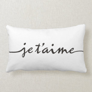 Coussin Rectangle t'aime de je - je t'aime en français - noir