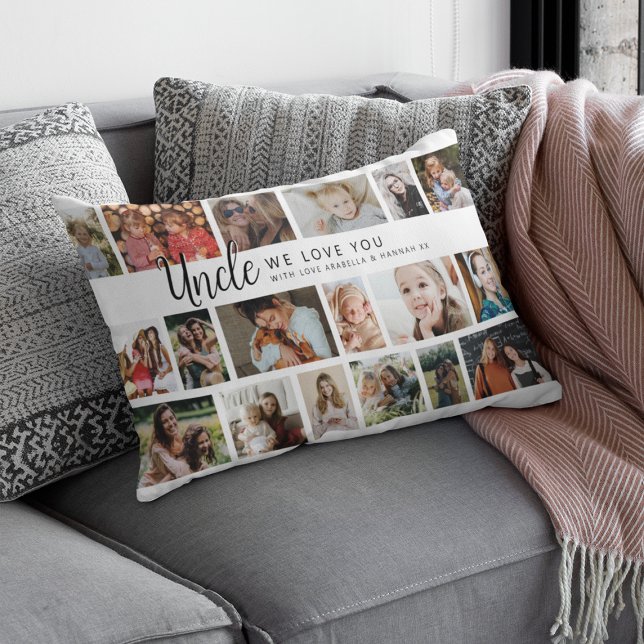 Coussin Rectangle Tante personnalisé 18 Collage photo (Créateur téléchargé)
