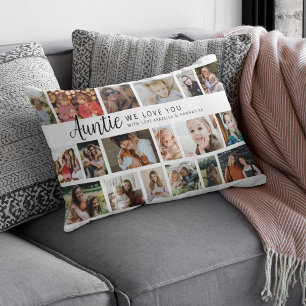 Coussin Rectangle Tante personnalisée 18 Collage photo