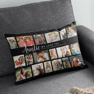 Coussin Rectangle Tante personnalisée 18 Collage photo