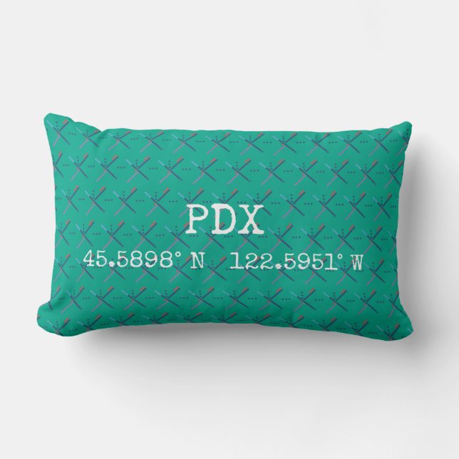 Coussin Rectangle Tapis de l'aéroport PDX Portland | Coordonnées (Recto)