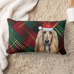 Coussin Rectangle Tapis de Noël pour amateur de chiens Afghan à carr