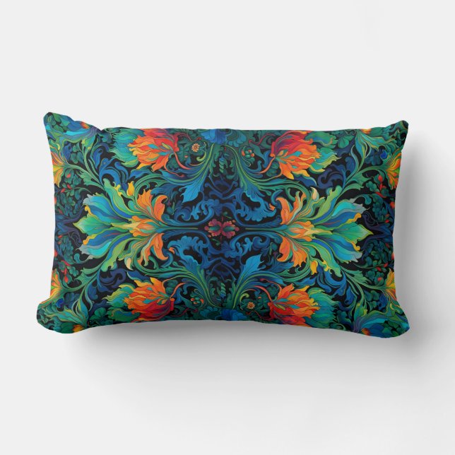 Coussin Rectangle Tapisserie florale Abstraite Gras Vivid Coloré (Recto)
