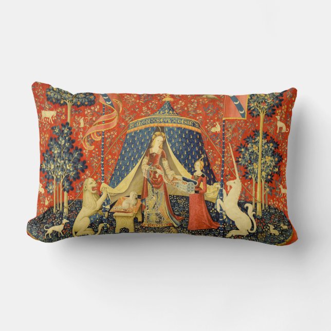 Coussin Rectangle Tapisserie Médiévale de la Dame et la Licorne : Ar (Recto)