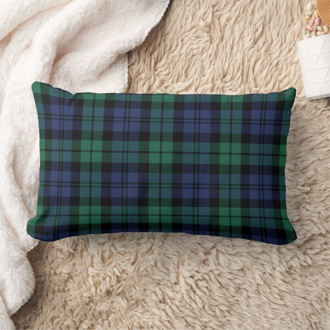 Coussin Rectangle Tartan à carreaux vert Navy Black Watch classique (Couverture)