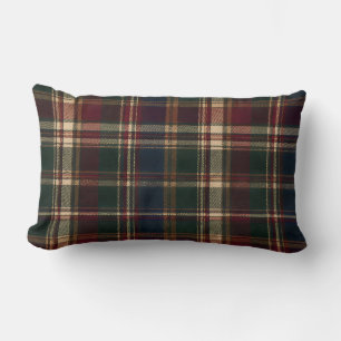 Coussin Rectangle Tartan de la forêt vintage burgundy Plaid d'héri