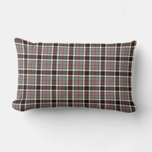 Coussin Rectangle Tartan formel de clan gris, noir et rouge de