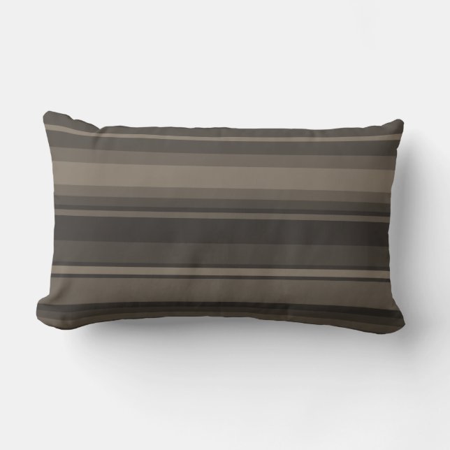 Coussin Rectangle Taupe bandes (Recto)