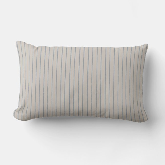Coussin Rectangle Taupe Blue Grey Stripe Minimalist Pattern (Recto)