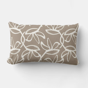 Coussin Rectangle Taupe florale contemporaine PIllow