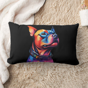 Coussin Rectangle Taureau coloré Terrier Conception Cyberpunk,