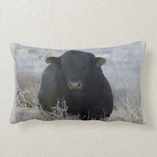 Coussin Rectangle Taureau noir occidental dans la scène d'hiver