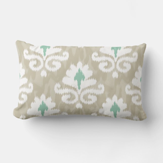 Coussin Rectangle Teal et copie ethnique de Boho de turquoise d'Ikat (Recto)