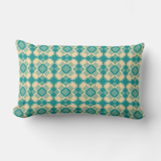 Coussin Rectangle Teal Yellow Checker Argyle Pattern