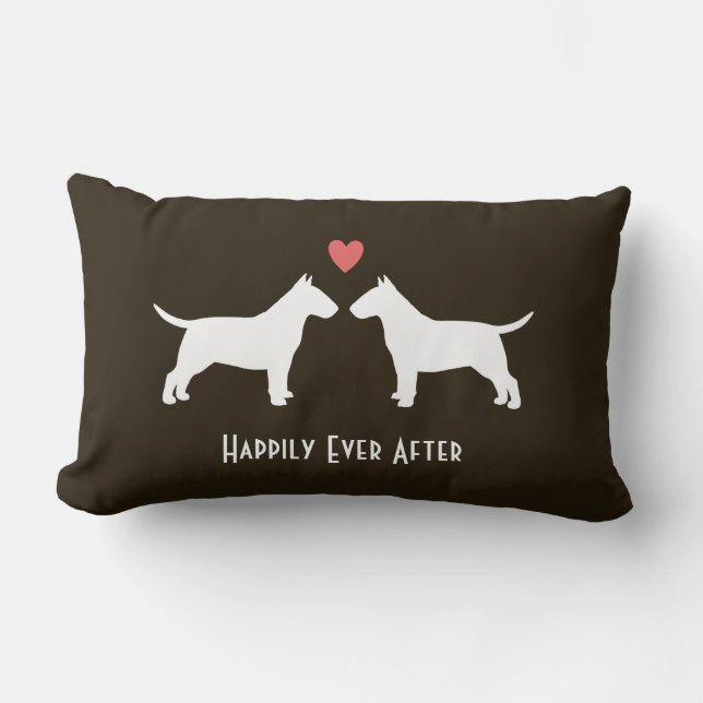 Coussin Rectangle Teckels de mariage de Bull Terriers avec Texte (Recto)