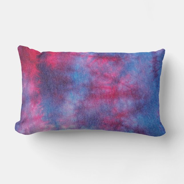 Coussin Rectangle Teinture à cravate multicolore bleu (Recto)