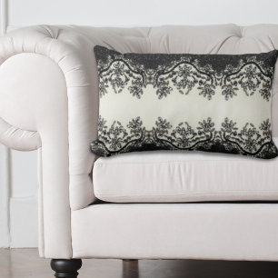 Coussin Rectangle tendance girly chic mode vintage noir et blanc