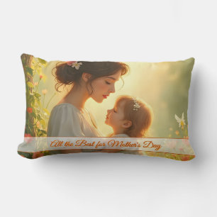 Coussin Rectangle Tendre Amour Maternel dans une Lumière Fleurie