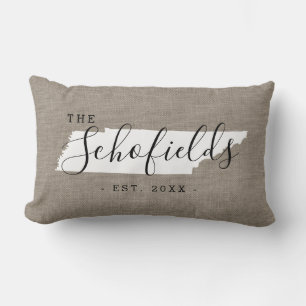 Coussin Rectangle Tennessee Famille Monogramme État Pilote