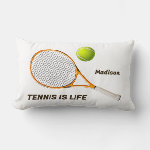 Coussin Rectangle Tennis de nom et de texte personnalisés