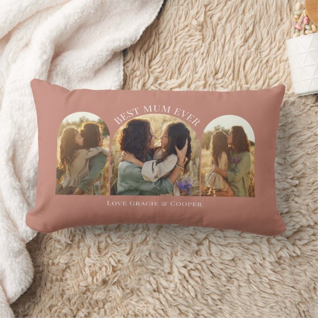 Coussin Rectangle Terracotta élégant arche multi photo meilleure mam (Couverture)