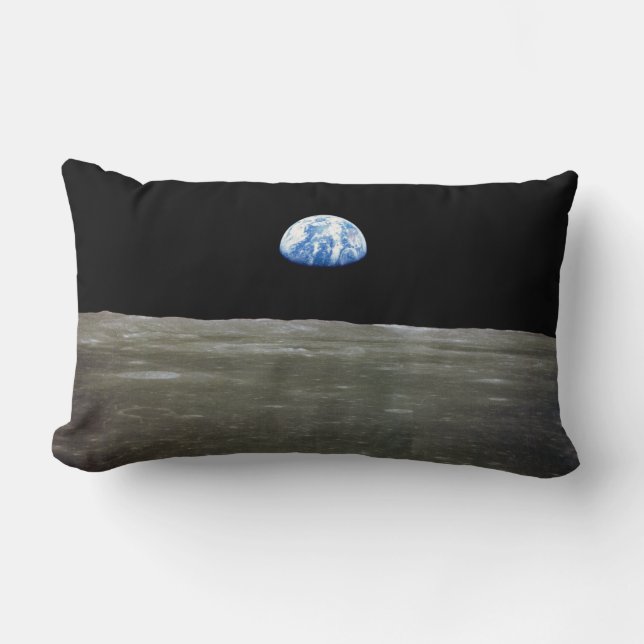 Coussin Rectangle Terre depuis la Lune dans l'Espace Noir : Lever de (Recto)
