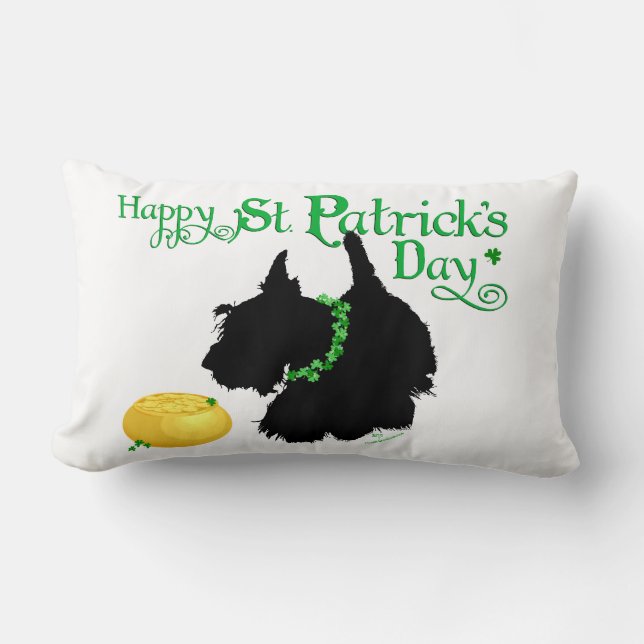 Coussin Rectangle Terrier écossais de la Saint-Patrick (Recto)