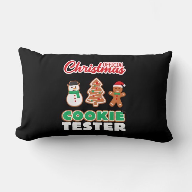 Coussin Rectangle testeur officiel de cookies de Noël | cadeau migno (Recto)