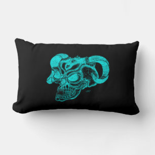 Coussin Rectangle Tête de diable crâne noir et vert
