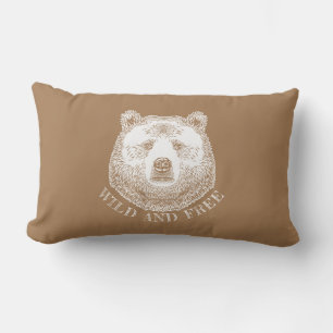 Coussin Rectangle Tête D'Ours, Sauvage Et Libre, Illustration Dessin