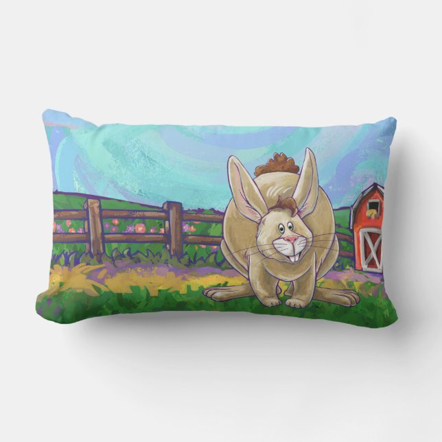 Coussin Rectangle Têtes de lapin mignonnes et Queues (Recto)