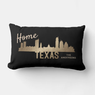 Coussin Rectangle texas skyline maison de famille or