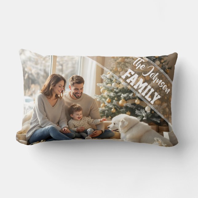 Coussin Rectangle Texte de superposition de script moderne pour fami (Recto)