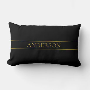 Coussin Rectangle Texte et lignes Gold personnalisables