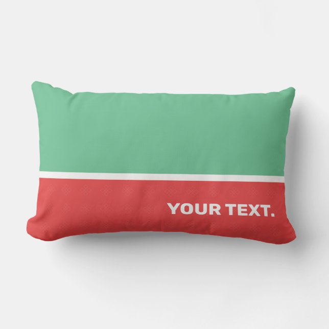 Coussin Rectangle Texte personnalisé moderne rose corail et vert men (Recto)