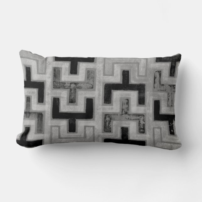 Coussin Rectangle Textile de boue africain avec Motifs géométriques (Recto)