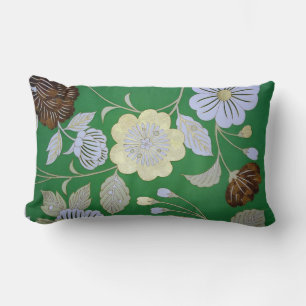 Coussin Rectangle Textile japonais de KIMONO, motif floral