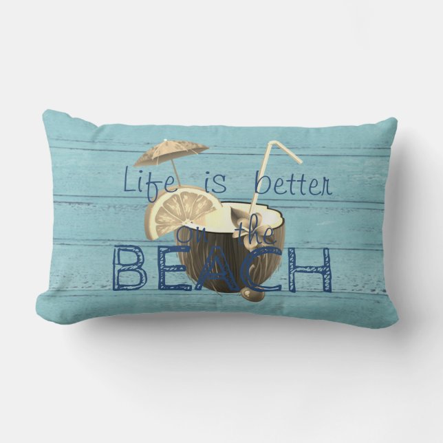 Coussin Rectangle Texture en bois adorable, Cocktail de noix de coco (Recto)