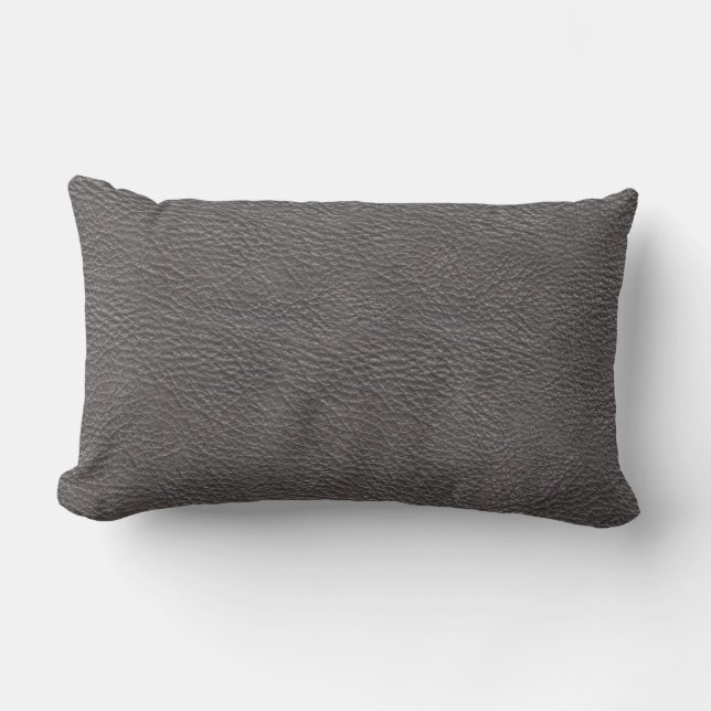 Coussin Rectangle Texture en cuir grise (Recto)