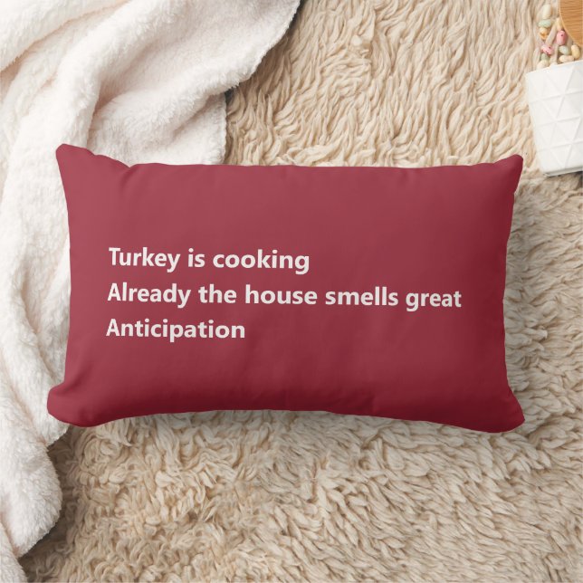 Coussin Rectangle Thanksgiving Haiku Poem Minimal Bourgogne Rouge (Couverture)