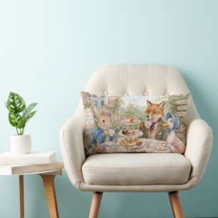 Coussin Rectangle Thé de l'après-midi classique lapin canard renard
