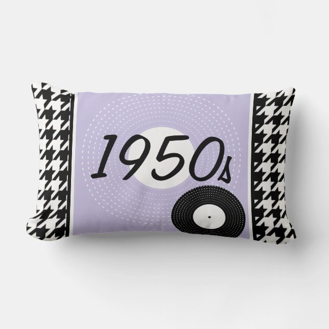 Coussin Rectangle Thème des années 1950 violet, noir et blanc (Recto)