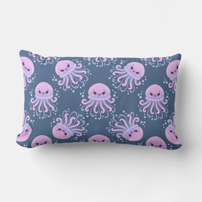 Coussin Rectangle Thème sous-marin de méduses mignonnes pour chambre (Recto)