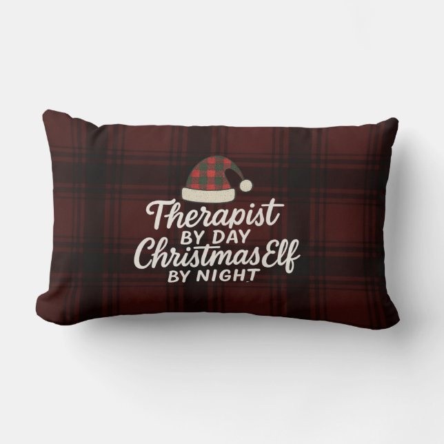 Coussin Rectangle Therapist by Day, Christmas Elf by Night Custom (Recto)