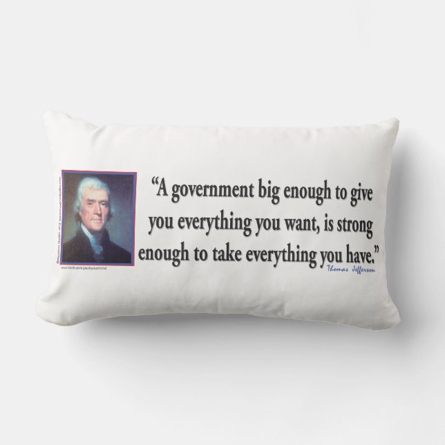 Coussin Rectangle Thomas Jefferson à propos d'un grand gouvernement (Recto)