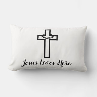 Coussin Rectangle Thorn Cross Jésus Vit Ici Jeter